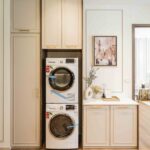 Fitted laundry with stacked washer and dryer